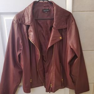 Burgundy faux leather jacket